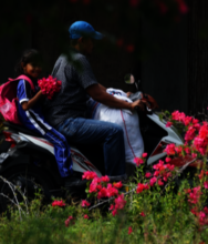 Girl with flowers.