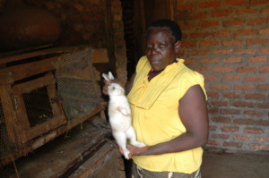 Mildred holding one of the bunny