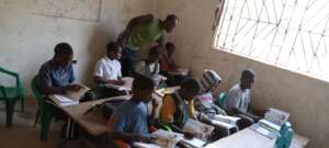 Rural Primary school students captured in class