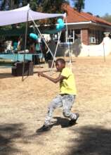 Putting his soccer skills to practice!