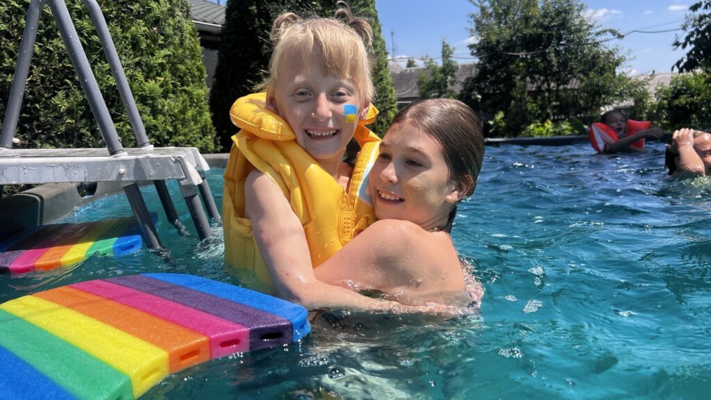 Happy moments in the swimming