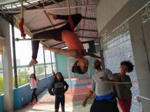Crazy acrobatics during the circus activity!