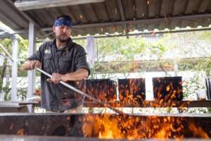 Chef Alejandro stokes the barbecue in Porto Alegre