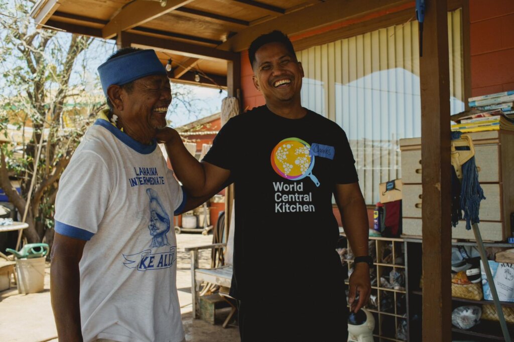 Local chef Charles (right) cooked meals in Hawai'i