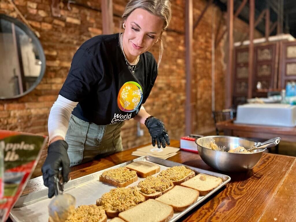 Chef Corps member Kelsey prepping meals in Alabama