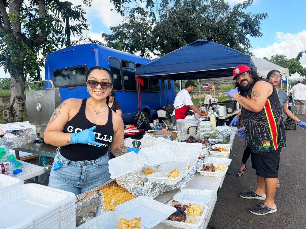 A local food truck serves hot meals on Oahu