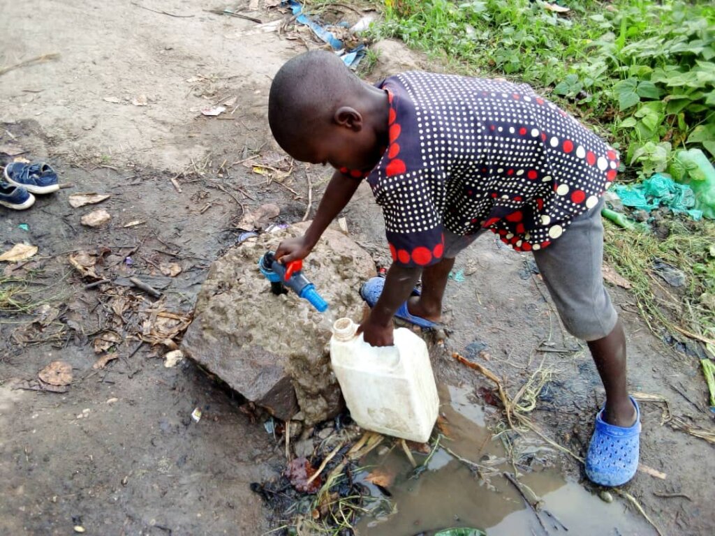Student collecting water