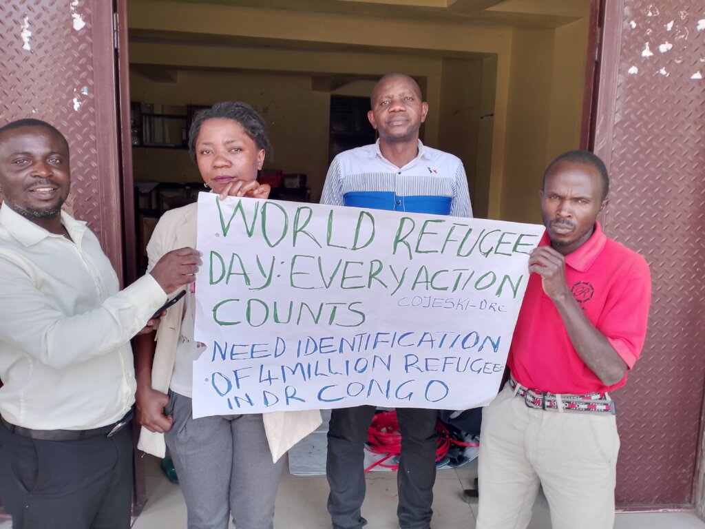 Staff members at the office for refugee IDs
