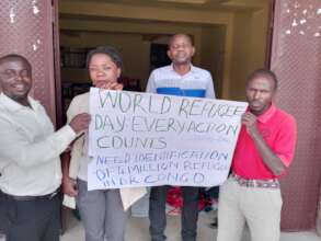 Staff members at the office for refugee IDs