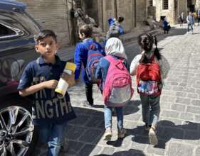 3 children going to school, 1 working Aleppo