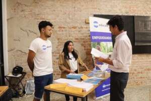 Our scholars being interviewed at the exhibition