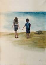 "Children at the beach" - 80cm x 107cm