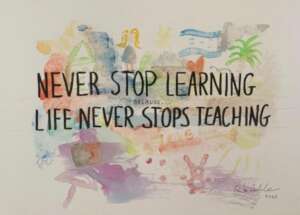 Watercolour of Never Stop Learning - A5