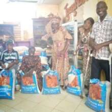 Receiving sacks of rice