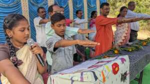 Students taking the pledge on Republic Day