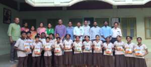 Students receive school books