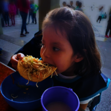 Warm and balanced meals at school.