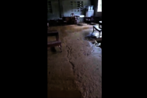 Desks Against School Wall To Prevent Water Damage