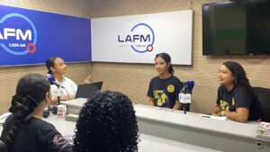 The girls sharing the campaign on national radio