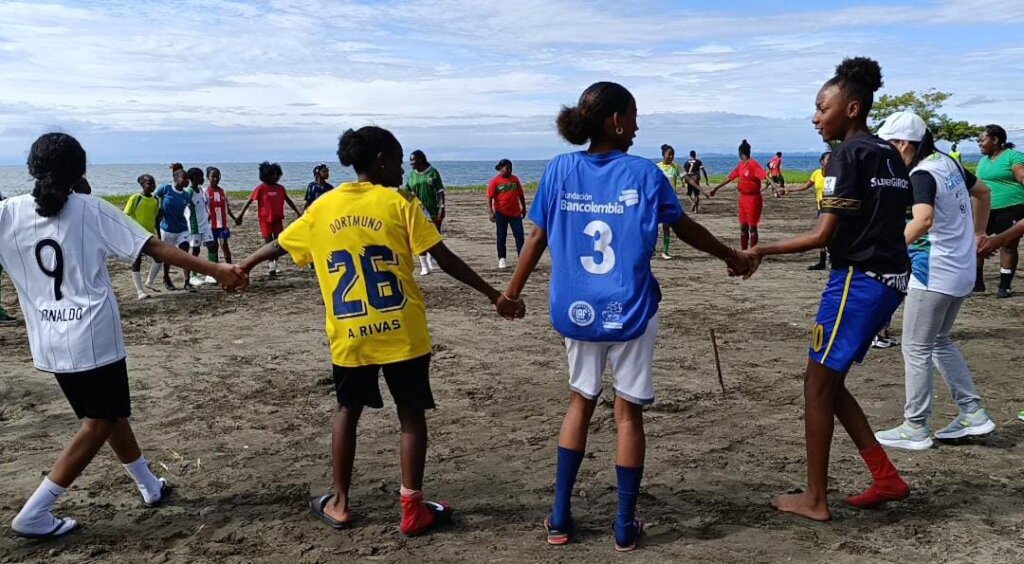 Girls training for a Football Tournament