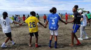 Girls training for a Football Tournament