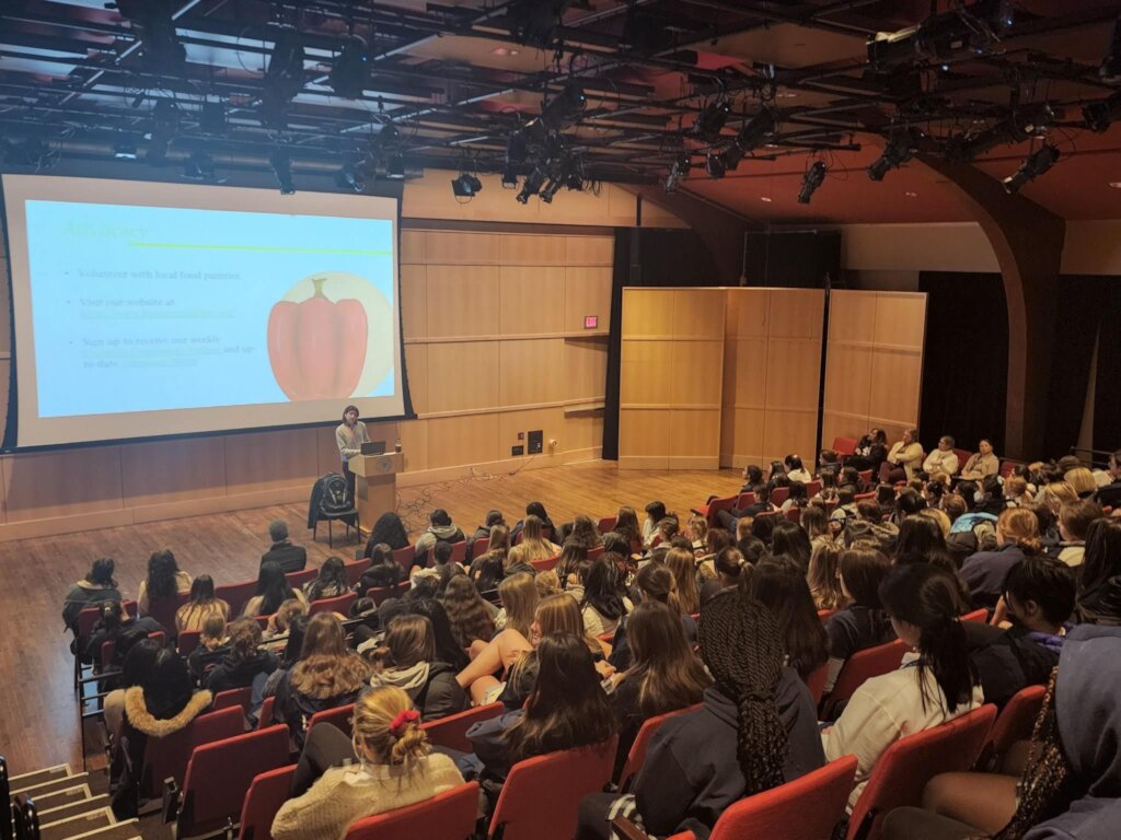 Alison Volz presents to students of Baldwin School