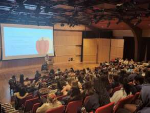 Alison Volz presents to students of Baldwin School