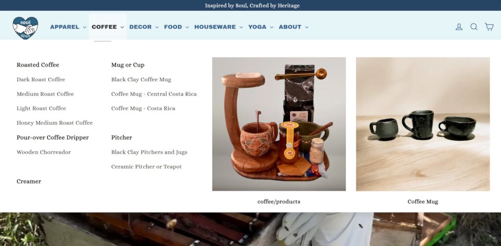 New menus on SoulGives Website