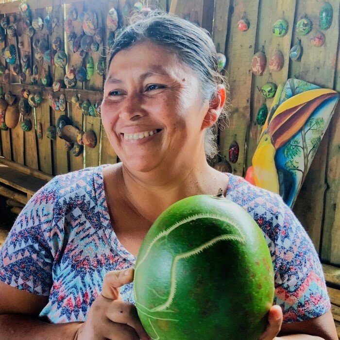 Woman Carving Jicaro Gourd