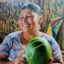 Woman Carving Jicaro Gourd