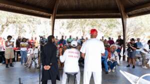 Community gathering after SHAPE fire