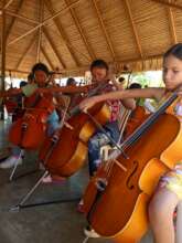 Girls participating in the orchestral practice.