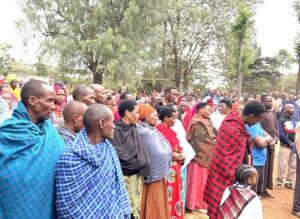 Villagers of Chemchem listening to our broadcasts
