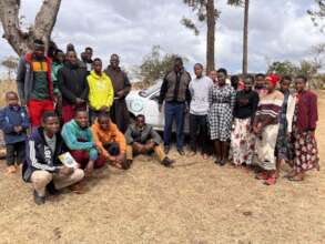 Young farmers in Hareabi village with CEO TAJPI