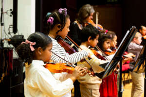 Young strings players in reheasal