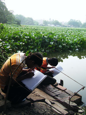 Studying the Bikramgarh Jheel