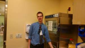 Austin at work in his new position.