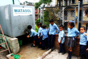 A queue of Students for drinking water