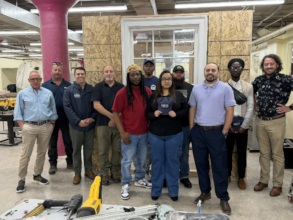 Instructor, students, project photograph