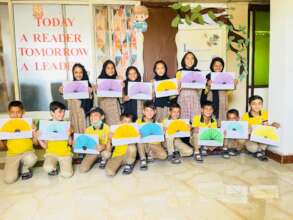 Third grade students with thier midterm results