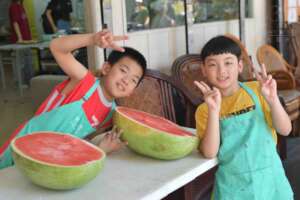 Watermelon scooping contest for mocktails