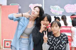 With the indigenous kids at graduation