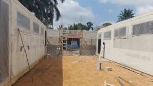 Shipping containers in place