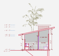 Architectural drawings for the sanitary facilities