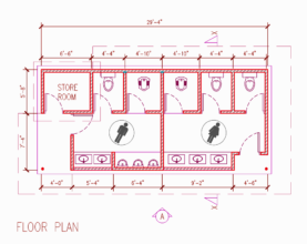 Architectural drawings for the sanitary facilities