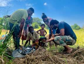 Kumara (L) & Sateesh (R) demonstrating the drone