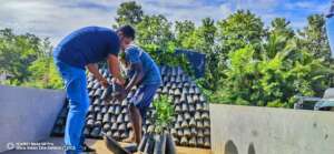 Kumara loading saplings from the tree nursery