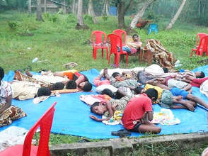 Boys sleeping at summer camp