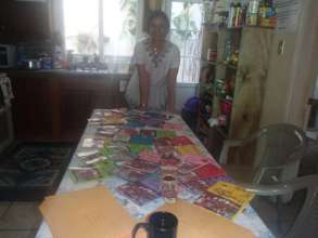 Co-Founder Debora with Thank You cards for donors