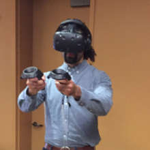 CORAL Prize attendee experiences a reef in VR